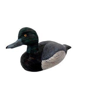 Wild River Collection Hand Carved Wooden Duck Decoy Black Duck With‎ Green Head